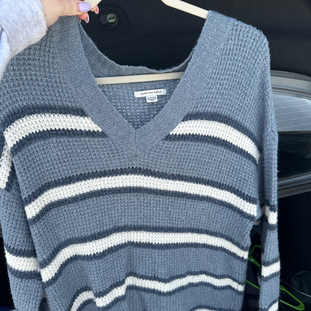 American Eagle Outfitters Gray Striped Sweater